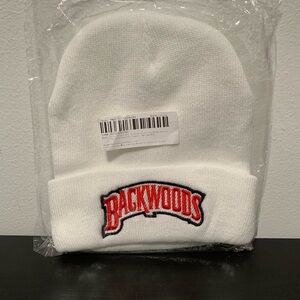 Backwoods Beanie NEW Hat White Red Hip Hop Rap Rolled Embroidered Y2K